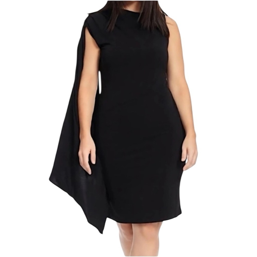 🆕 LEOTA Black Crepe dress with drap Women's Dress Size large